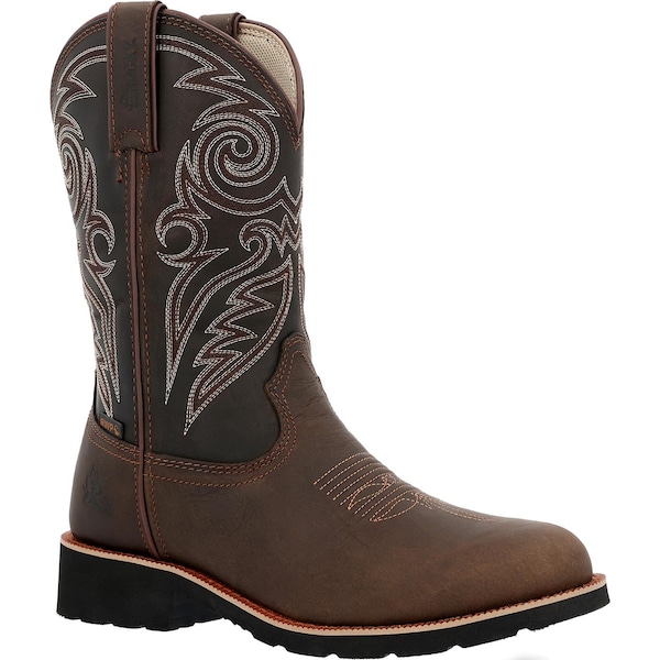 Rocky Men's Waterproof Western Boot, 8 M, Steel Toe, 12 in H, Chocolate, RKW0434 RKW0434 - main